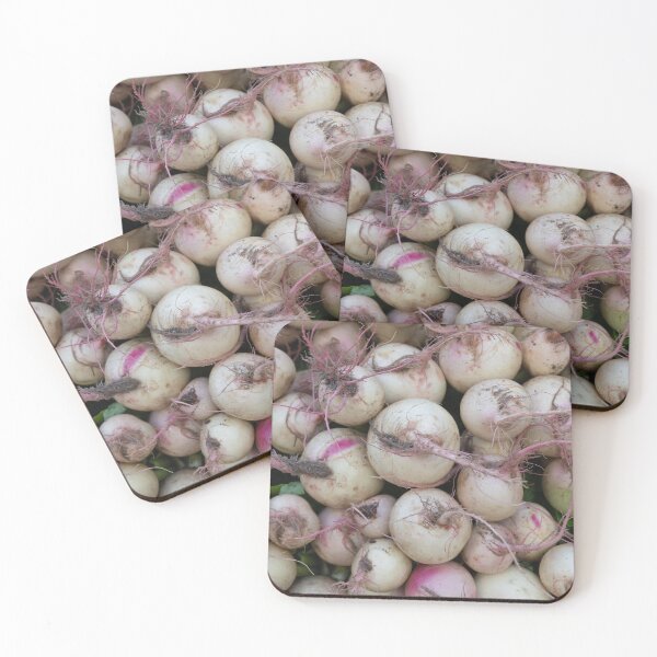 Item preview, farmers market display features a vibrant stack of fresh turnips, soil kissed turnips, and root vegetables designed and sold by EyezWatchin.