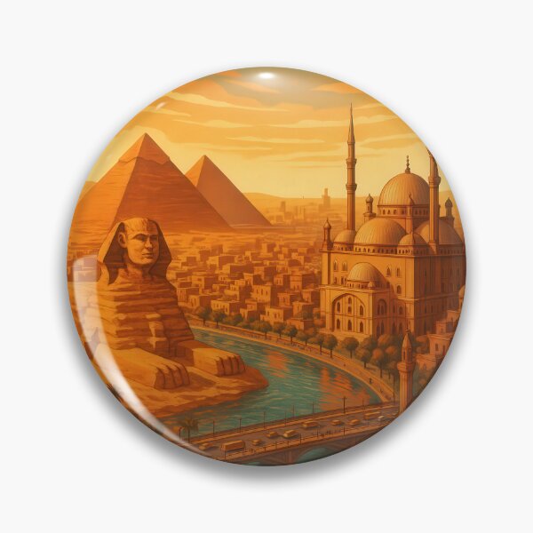 Item preview, URBAN RETRO DREAMS - Cairo Skyline in vintage travel style designed and sold by Earth Celebration Designs.