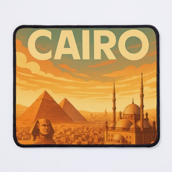Item preview, URBAN RETRO DREAMS - Cairo Skyline in vintage travel style designed and sold by Earth Celebration Designs.