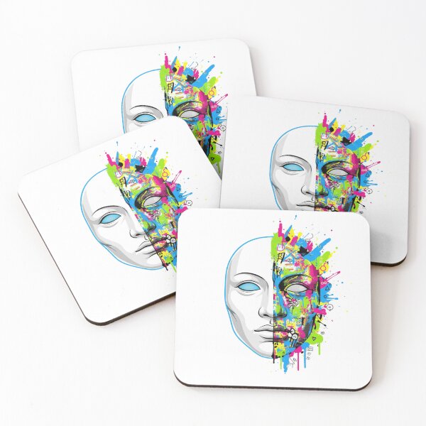 Item preview, Half Mask Graffiti Art – Colorful Abstract Face Split Design designed and sold by ZYNORAworld.