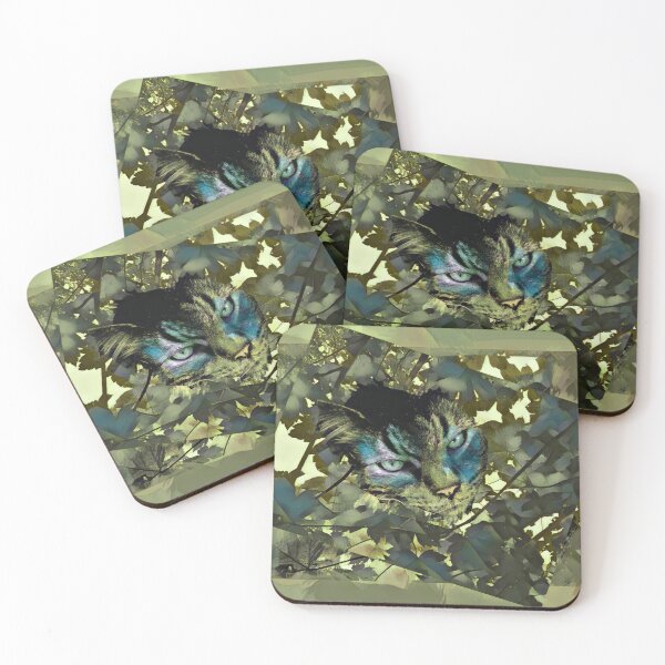 Item preview, AUTUMN TREE CAT IN SHADES OF ARMY GREEN, BROWN, BEIGE AND BLUE designed and sold by Most1234.