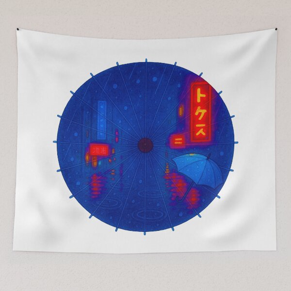 Item preview, Rainy Day in Tokyo – Neon Reflections - Vibrant designed and sold by WheelieGdArt.