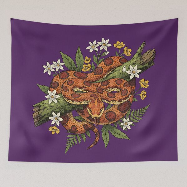 Item preview, Corn Snake with Ferns and Wildflowers designed and sold by BirdsnStuff.