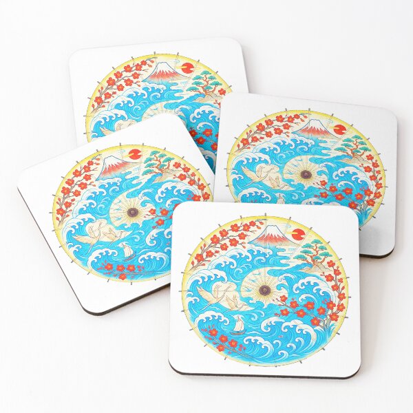 Item preview, Ukiyo-e Wave Collage – Eternal Flow of Harmony - Modern designed and sold by WheelieGdArt.