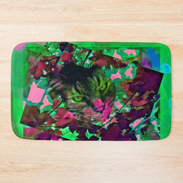 Item preview, AUTUMN TREE CAT IN SHADES OF BRIGHT GREEN, MAGENTA, PINK AND BLUE designed and sold by Most1234.