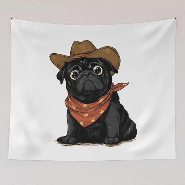 Item preview, Sad Cowboy Pug Dog Funny Western Outfit Pug Cowboy Meme III designed and sold by WolfmanProphecy.