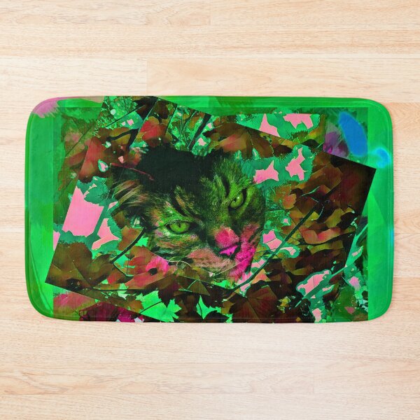 Item preview, AUTUMN TREE CAT IN SHADES OF BRIGHT GREEN, BURGUNDY, BROWN, BLUE AND PINK  designed and sold by Most1234.