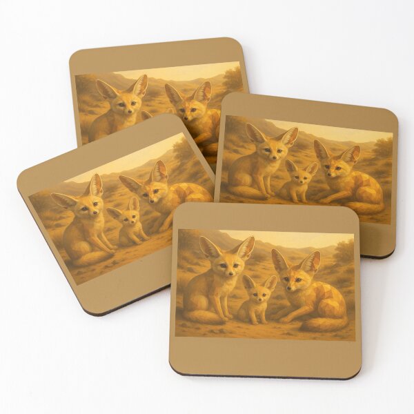 Item preview, GeoWild Fennec Fox Family – Desert Landscape Geometric Wildlife Art designed and sold by GeoWild Designs.
