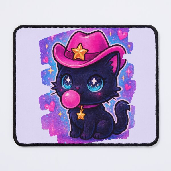 Item preview, Cute Black Cowboy Cat Bubblegum – Western Cat Illustration designed and sold by SpacedOutRITZ.