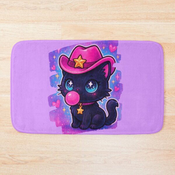 Item preview, Cute Black Cowboy Cat Bubblegum – Western Cat Illustration designed and sold by SpacedOutRITZ.