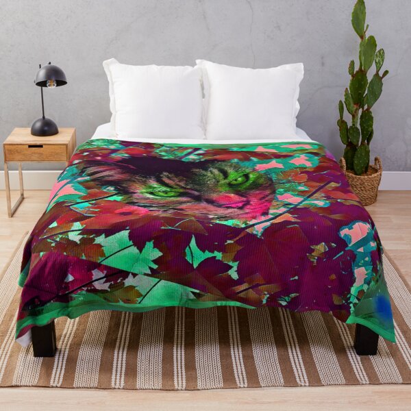 Item preview, AUTUMN TREE CAT IN SHADES OF OCEAN GREEN, TURQUOISE, MAGENTA, AND PINK designed and sold by Most1234.