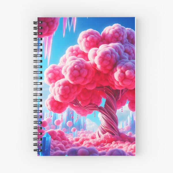 Item preview, Pink Cotton Candy Tree Blue Crystals – Fantasyland Dreamscape designed and sold by EmeraldeaArt.