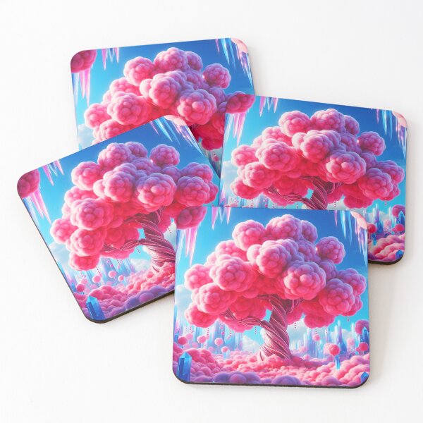 Item preview, Pink Cotton Candy Tree Blue Crystals – Fantasyland Dreamscape designed and sold by EmeraldeaArt.