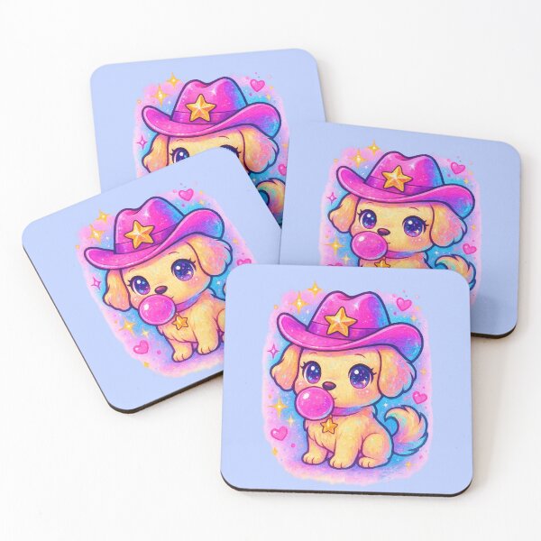 Item preview, Bubble Gum Golden Retriever – Cute Dog Cowboy Art designed and sold by SpacedOutRITZ.