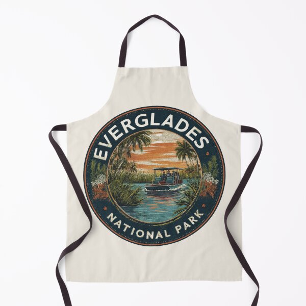 Item preview, Everglades National Park Vintage Badge with Airboat Sunset Wetlands Florida Design designed and sold by Blurbean.