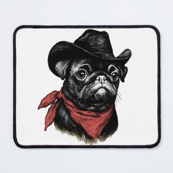Item preview, Sad Cowboy Pug Dog Funny Western Outfit Pug Cowboy Meme IV designed and sold by WolfmanProphecy.
