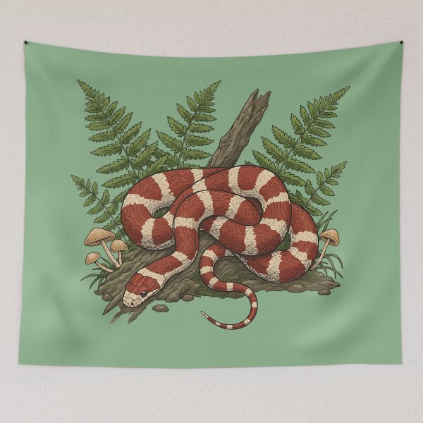 Item preview, Eastern Milk Snake with Forest Ferns designed and sold by BirdsnStuff.