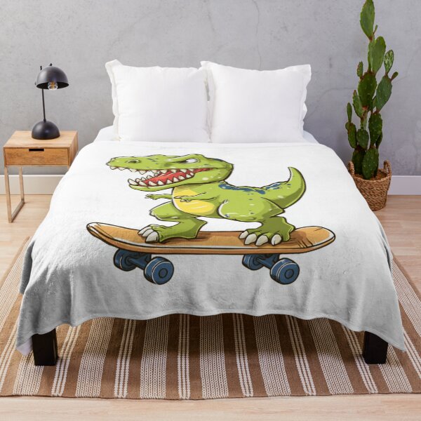 Item preview, T-Rex Dinosaur Skateboarding Green Cartoon Character Funny Prehistoric Skater Design designed and sold by Blurbean.