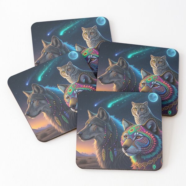 Item preview, A tribe of glowing psychedelic spirit animals  designed and sold by Lucky 777.