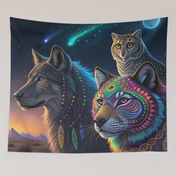 Item preview, A tribe of glowing psychedelic spirit animals  designed and sold by Lucky 777.