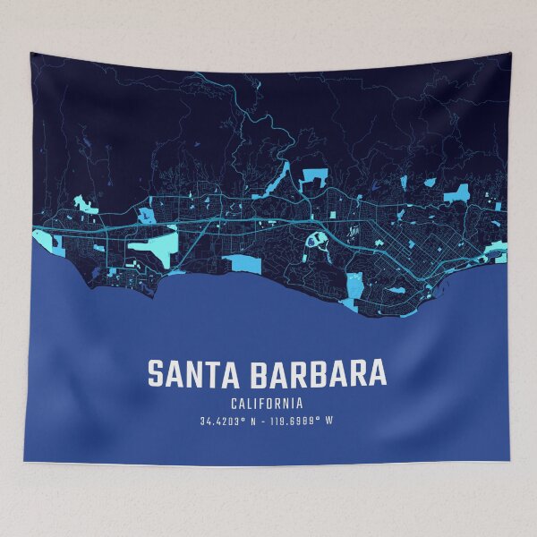 Item preview, Santa Barbara Midnight City Map designed and sold by HomeLivingCo.