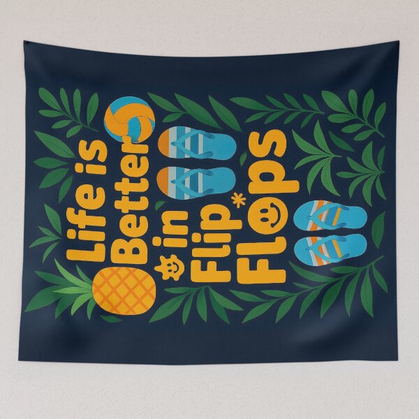 Item preview, Life is Better in Flip Flops - Tropical Summer Vacation Beach Vibe Design designed and sold by XanaduHills.