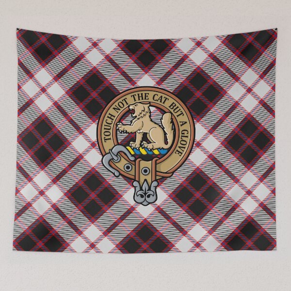Item preview, Clan MacPherson Crest over Hunting Tartan designed and sold by sifis.