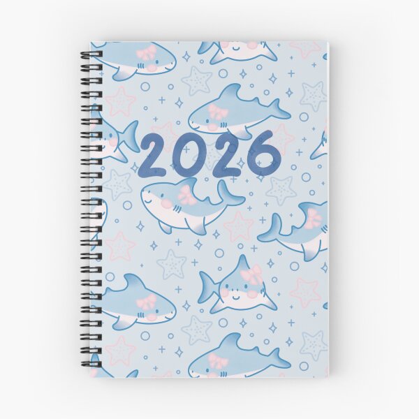 Item preview, cute sharks with bows stars and starfish 2026 journal designed and sold by winterpumpkin.