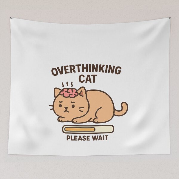 Item preview, Overthinking Cat – Brain Loading Please Wait designed and sold by VibeLab_Art.