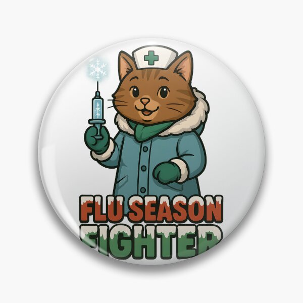 Item preview, Flu Season Fighter Cat – Winter Nurse Vaccine Cute Healthcare Art designed and sold by ClinicalHubs.