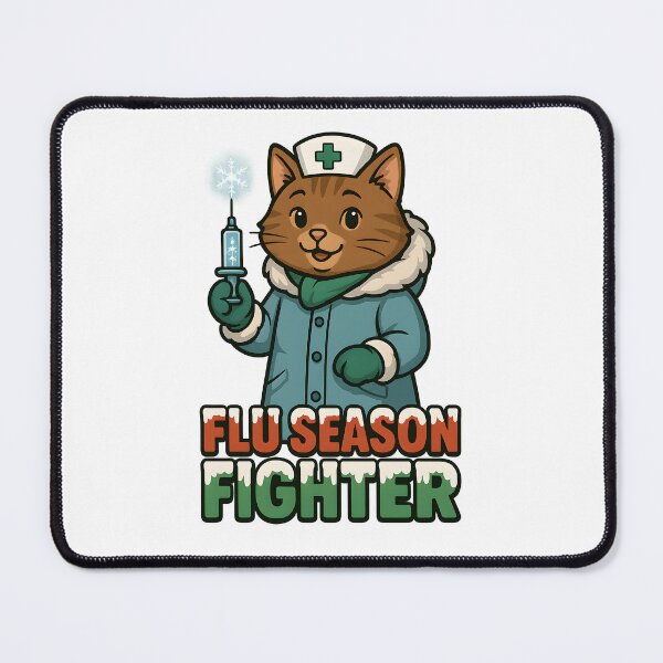 Item preview, Flu Season Fighter Cat – Winter Nurse Vaccine Cute Healthcare Art designed and sold by ClinicalHubs.