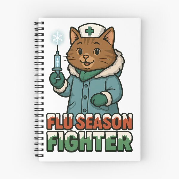 Item preview, Flu Season Fighter Cat – Winter Nurse Vaccine Cute Healthcare Art designed and sold by ClinicalHubs.