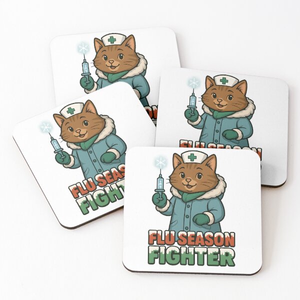 Item preview, Flu Season Fighter Cat – Winter Nurse Vaccine Cute Healthcare Art designed and sold by ClinicalHubs.