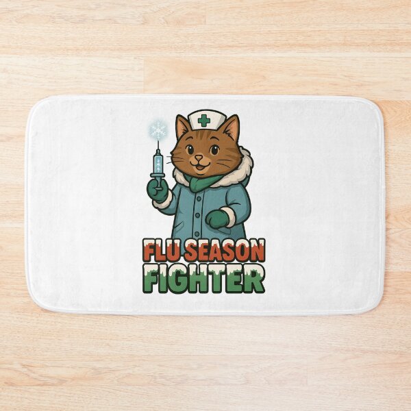 Item preview, Flu Season Fighter Cat – Winter Nurse Vaccine Cute Healthcare Art designed and sold by ClinicalHubs.