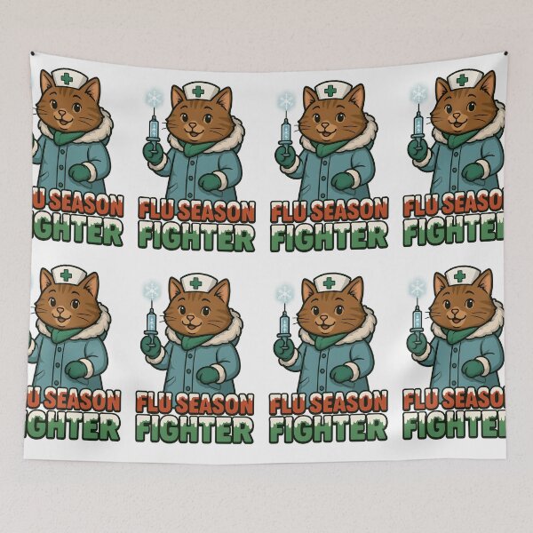 Item preview, Flu Season Fighter Cat – Winter Nurse Vaccine Cute Healthcare Art designed and sold by ClinicalHubs.