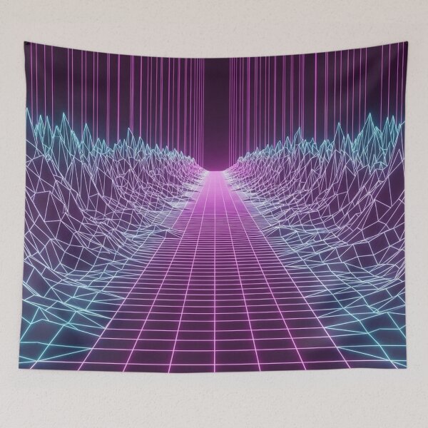 Item preview, Neon Cyber Grid Landscape designed and sold by jumpercat.