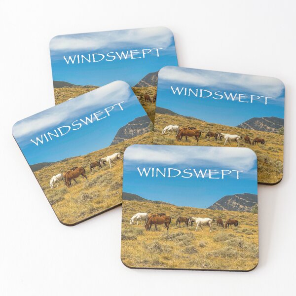 Item preview, Horses graze on a hillside with mountains beyond designed and sold by MYTOPSHELF.