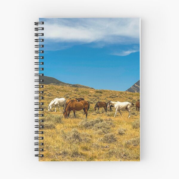 Item preview, Horses grazing with blue sky & mountain background. designed and sold by MYTOPSHELF.