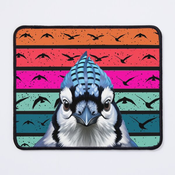 Item preview, Blue Jay - A vibrant bird with a retro sunset pattern (Retro Sunset Blue Jay) designed and sold by thechoice1.