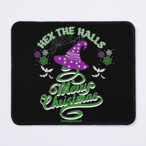 Item preview, Hex the Halls Witchy Christmas Tree | Purple Witch Hat Holiday Art by CarmaQuanTarot designed and sold by CarmaQuanTarot.