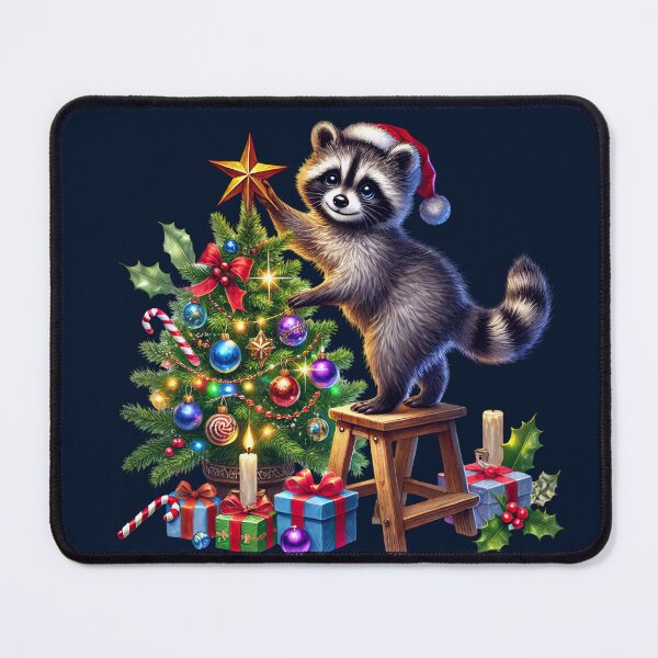 Item preview, Raccoon Decorating Christmas Tree designed and sold by Eclectic Monkey.