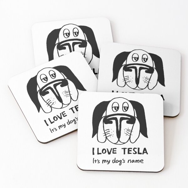 Item preview, funny animal pet dog cartoon art: I love Tesla designed and sold by jameshowgelpen.