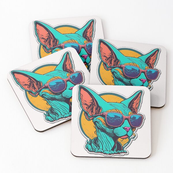 Item preview, Neon Sphinx Cat "CoolCat Vibes" - Vaporwave Tee & Sticker designed and sold by NeonChillVibes.