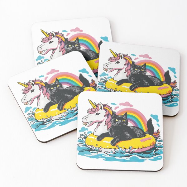 Item preview, Cute Black Cat Rainbow Unicorn Floatie designed and sold by WolfmanProphecy.