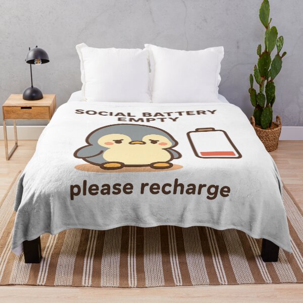 Item preview, Social Battery Empty – Please Recharge Penguin designed and sold by VibeLab_Art.