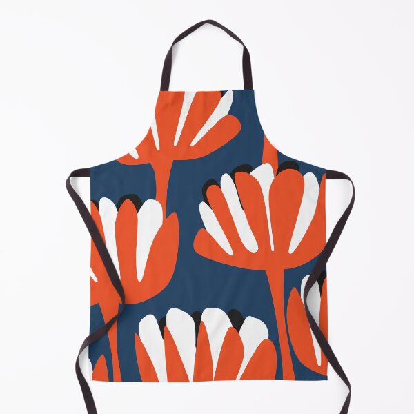 Item preview, Modern Botanical Water Lilies in Deep Blue and Bright Orange designed and sold by Deutschic.