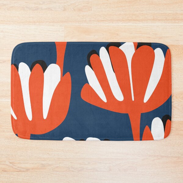 Item preview, Modern Botanical Water Lilies in Deep Blue and Bright Orange designed and sold by Deutschic.
