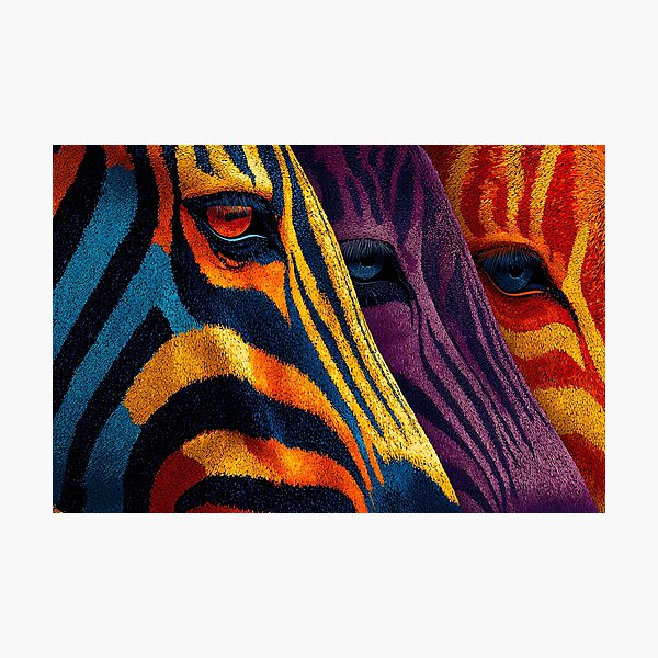 Item preview, Vibrant Zebras in Colorful Stripes and Dynamic Patterns designed and sold by daila70.