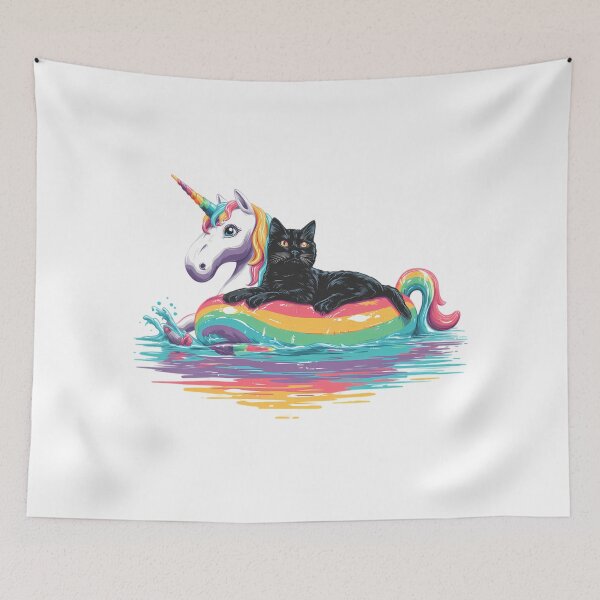 Item preview, Black Cat Rainbow Unicorn Floatie II designed and sold by WolfmanProphecy.