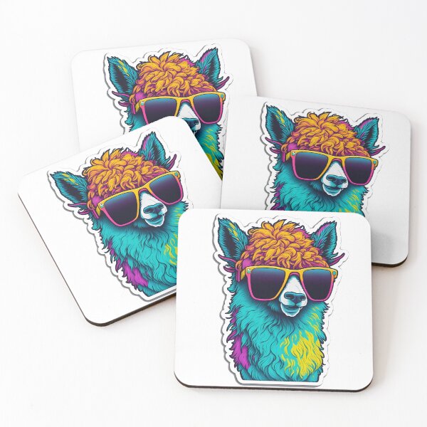 Item preview, Neon Llama "No Drama Llama" - Vaporwave Tee Sticker designed and sold by NeonChillVibes.